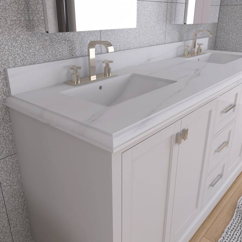 60/72 Inches Plywood Freestanding Bathroom Vanity Set with Drawer and Ceramic Sink
