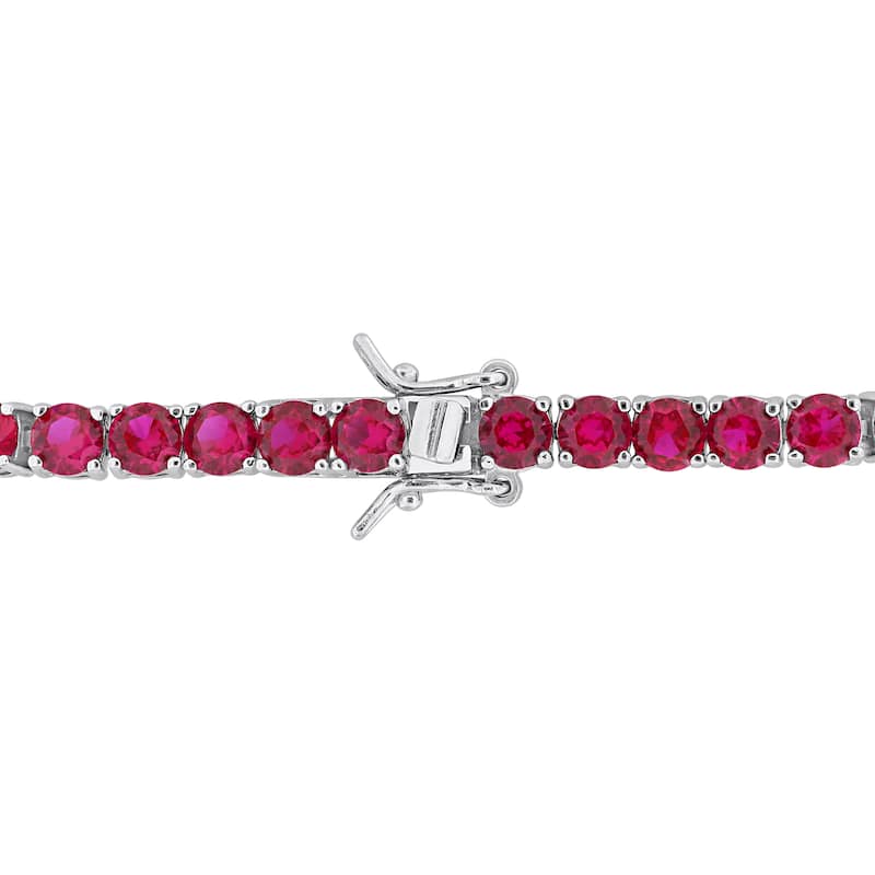Miadora 14 1/2ct TGW Created Ruby Tennis Bracelet Sterling Silver-7.25 in.