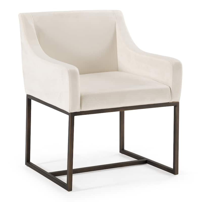 Modrest Elijah Modern Beige & Copper Antique Brass Dining Chair