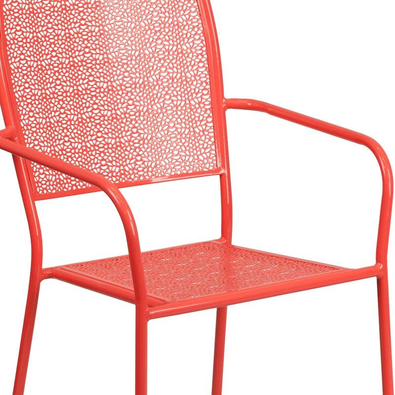 Indoor-Outdoor Steel Patio Arm Chair with Square Back