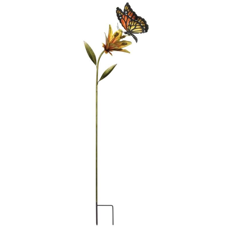 Butterfly Flower Stake - Orange