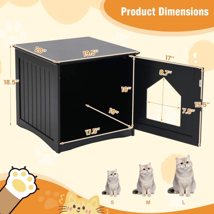Stylish Cat House Nightstand with Magnetic Door for Easy Cleaning - 20" x 19.5" x 18.5" (L x W x H)