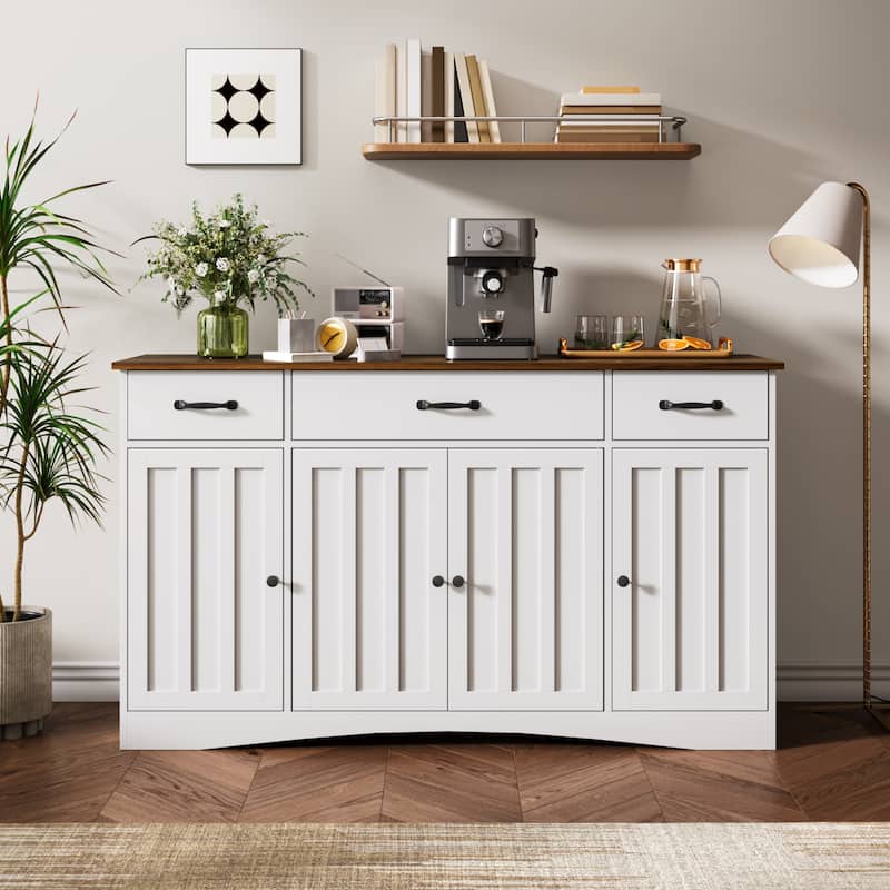Sideboard Buffet Cabinet with Storage, Modern Kitchen Sideboard and Coffee Bar with Drawers and Doors
