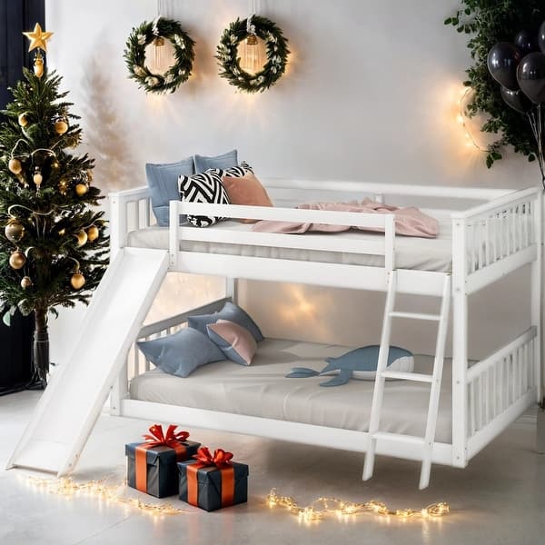 slide 2 of 12, Full Over Full Bunk Bed With Convertible Slide And Ladder for Bedroom