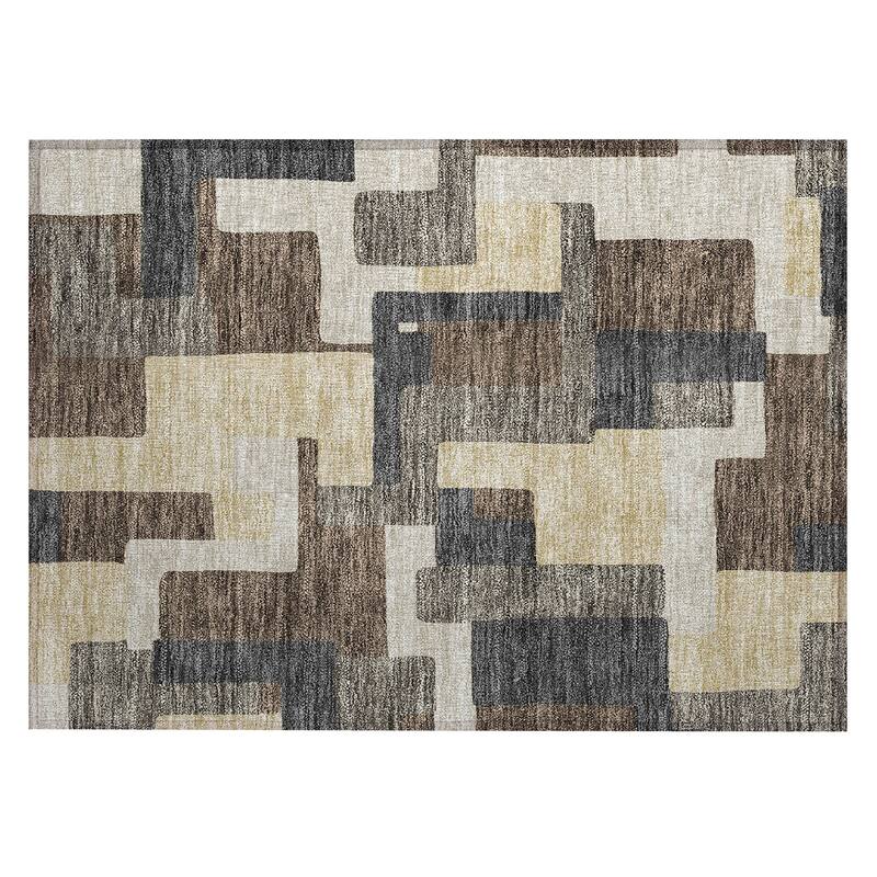Machine Washable Indoor/ Outdoor Chantille Modern Blocks Rug