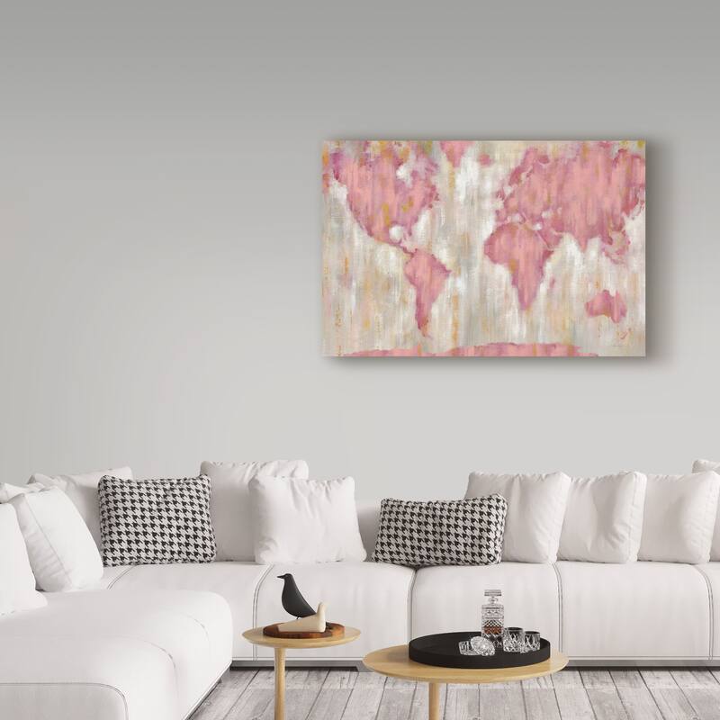Silvia Vassileva 'Blushing World Map V2 Crop' Canvas Art