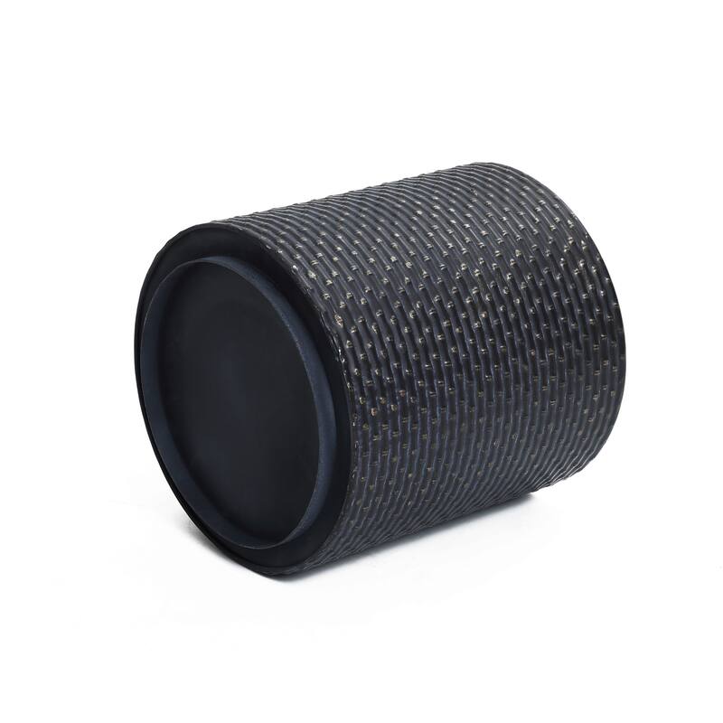 Set of 2 Black Dimpled Metal Cachepot Planters with Black Metal Legs