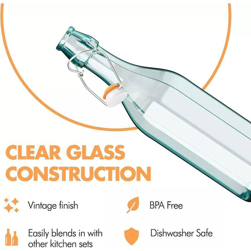 Amici Home Faceted Hermetic Glass Bottle, 9 Oz - Set of 6 - 9 Oz