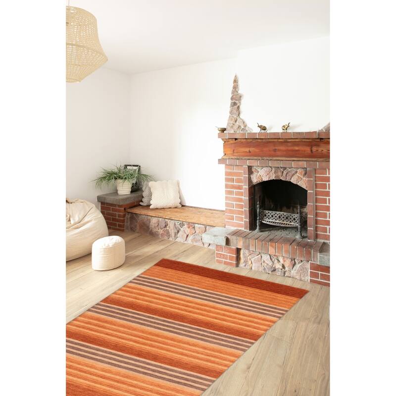 ECARPETGALLERY Hand Loomed Kashkuli Gabbeh Copper Wool Rug - 5'4 x 7'6