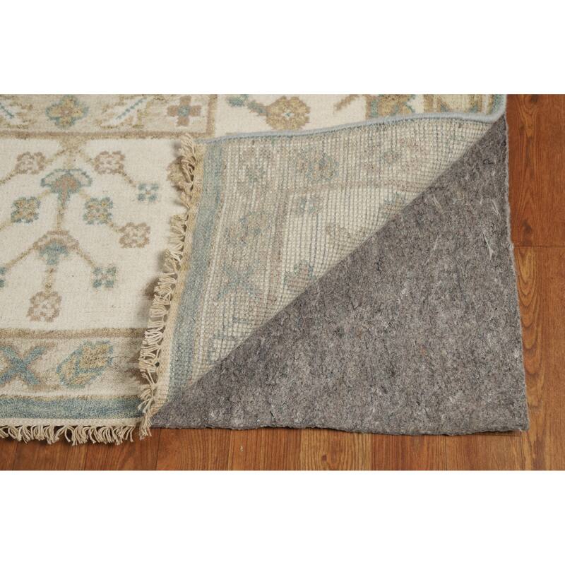 Floral Oushak Indian Area Rug Hand-Knotted Blue Wool Carpet - 8'2" x 10'0"
