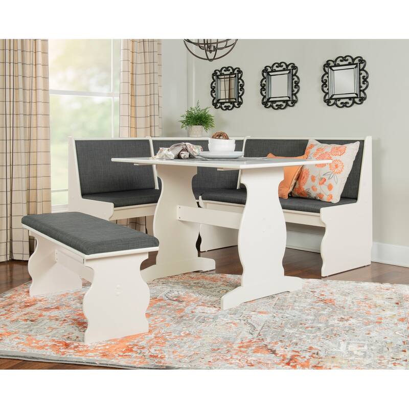 Hannah Breakfast Nook 3-piece Dining Set - Charcoal