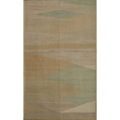 Hand Woven Oriental 100% Wool Carpet Southwestern Geometric Multi-Colored Kilim Area Rug - 5' 10'' X 3' 9''