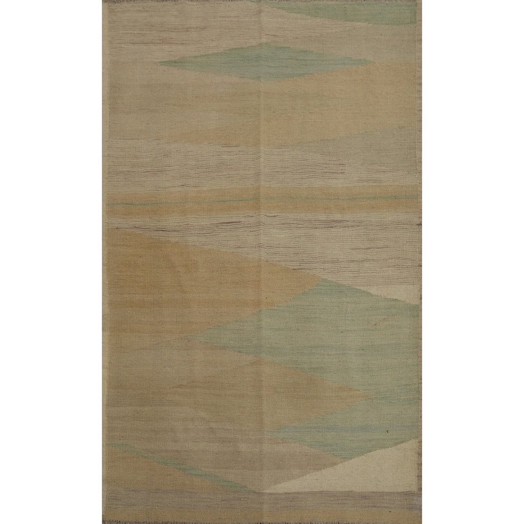 Hand Woven Oriental 100% Wool Carpet Southwestern Geometric Multi-Colored Kilim Area Rug - 5' 10'' X 3' 9''