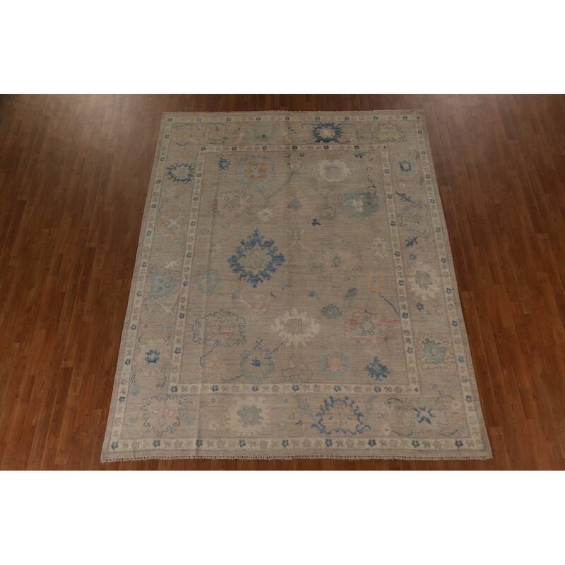 Floral Oushak Oriental Area Rug Handmade Wool Carpet - 8'0"x 10'1"