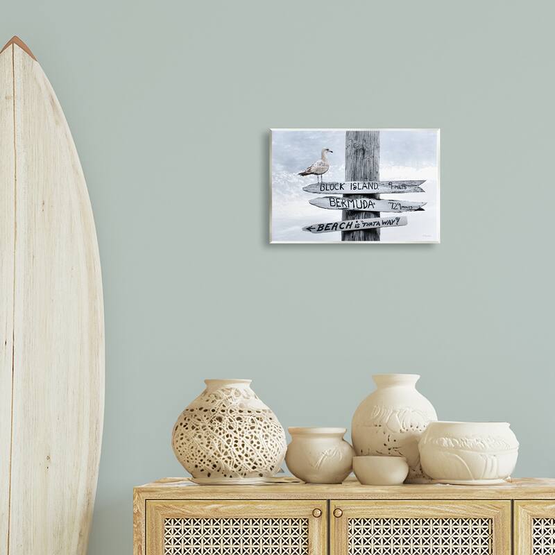 Stupell Vacation Beach Signs with Seagull Wall Plaque Art Design By Robin-Lee Viera