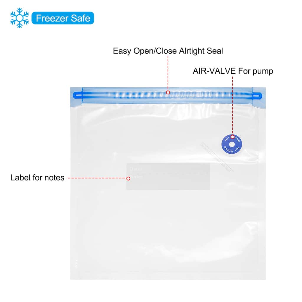 10pcs Sous Vide Bags Reusable Vacuum Food Storage Zipper Bags 22cm x 21cm - White