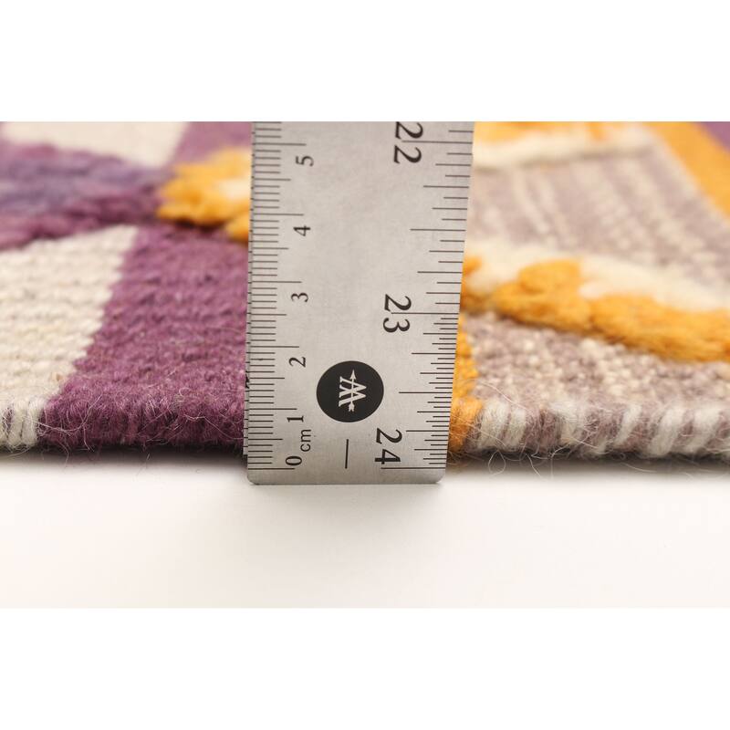 ECARPETGALLERY Flat-Weave Marrakech Purple Wool Kilim - 2'11 x 4'11