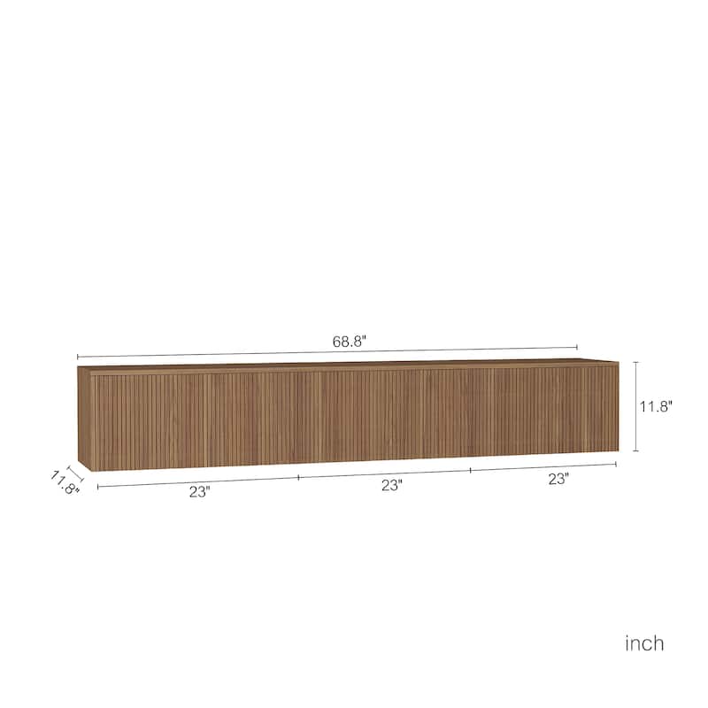 Floating TV Stand for TVs Up to 69", LED Wall Mounted Media Console with Doors, Modern Storage TV Cabinet for Living Room