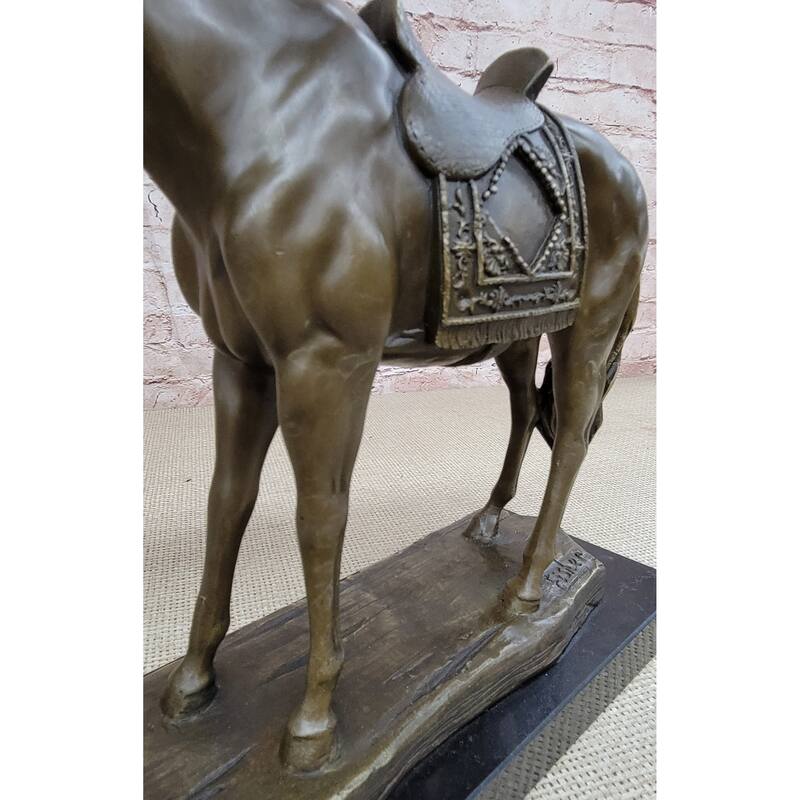 Large Original Loving Horse With His Saddle Western Cowboy Bronze Sculpture Sale