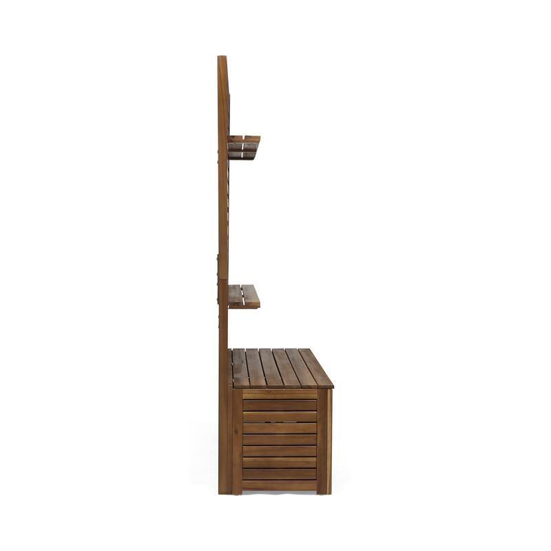Storage bench with rack