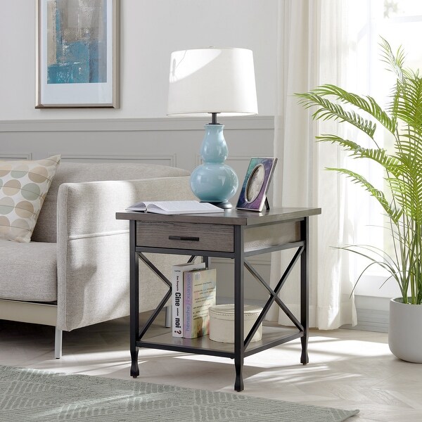Matte black shop end table