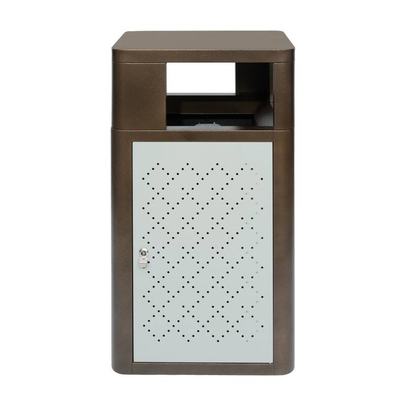 Commercial 31.4 GAL Steel Trash Can with Inner Bin, Locking Access Door
