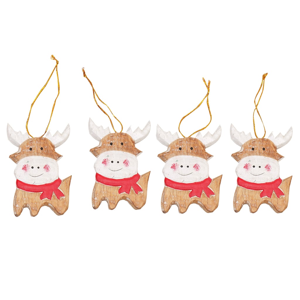 Novica Handmade Tiny Deer Wood Ornaments (Set Of 4)