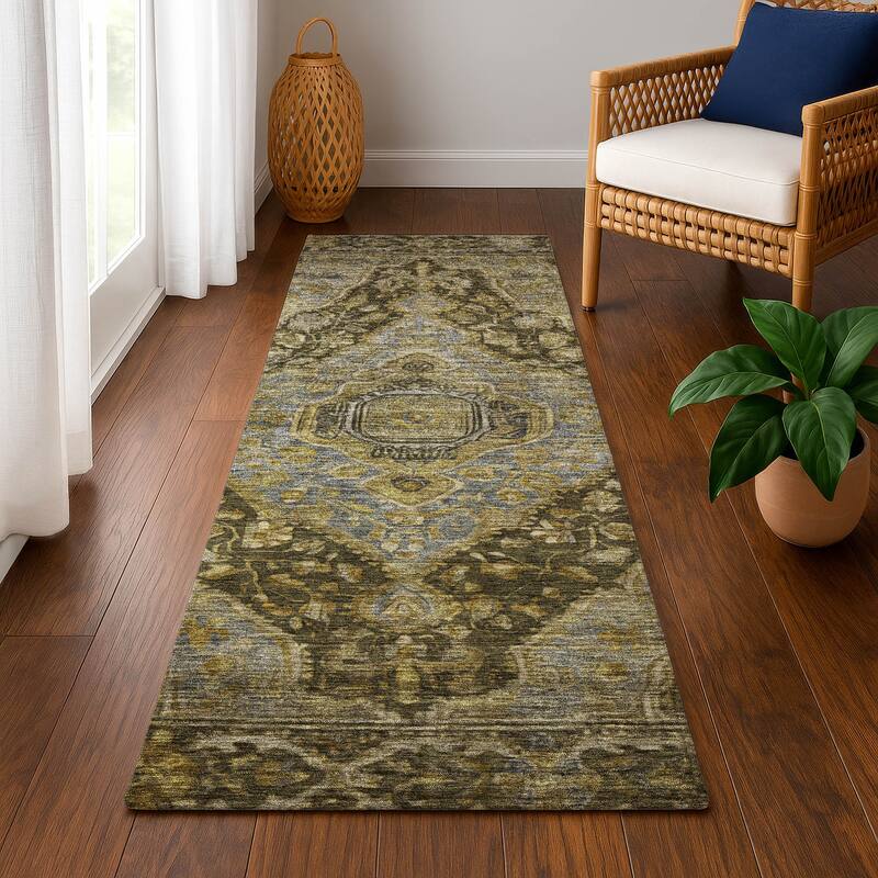 Premium Washable Super Soft Traditonal Marcus Mayfield Rug - Brown - 2'3" x 7'6"