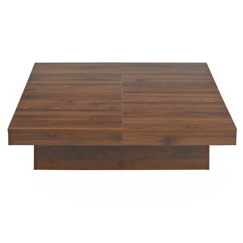 Square Veneer Coffee Table Sliding Top with Storage