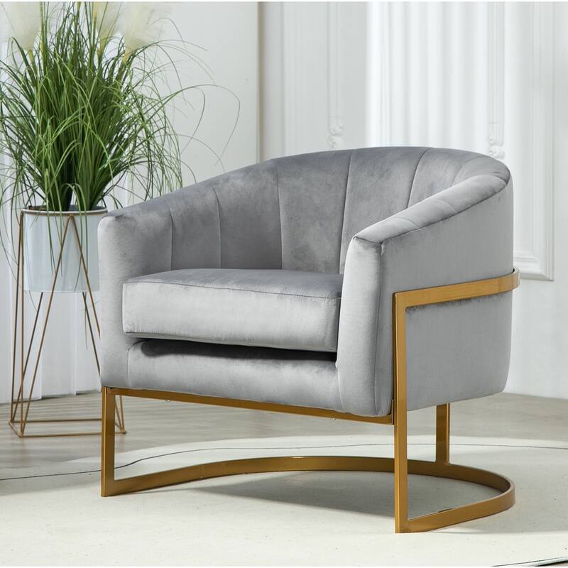 Modern Velvet Gold Accent Armchair
