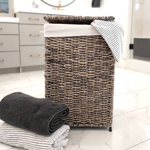 slide 2 of 5, America Basket Company Woven Maize Full-Load Lined Hamper