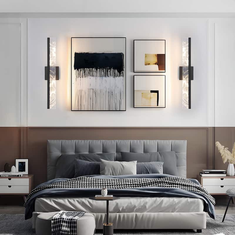 LED Bathroom Vanity Light 24/32/39 inch Dimmable Metal Wall Sconce - Black/Warm White Light