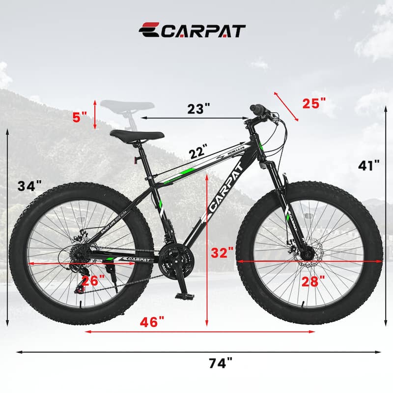 26 Inch Fat Tire Bike Shimano 21 Speed Commuter City Bicycle