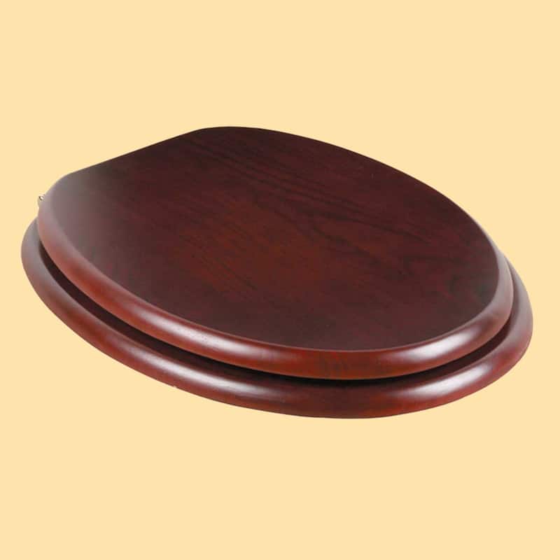 Cherry Wooden Toilet Seat Elongated with Brass PVD Hinges Renovators Supply