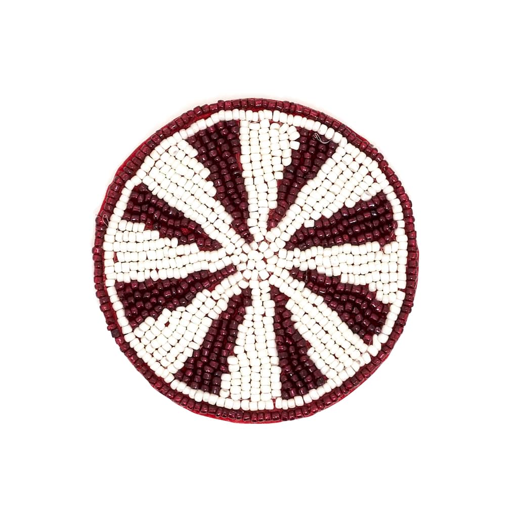 Holiday Peppermint Beaded Coaster (Set of 4) - 4"