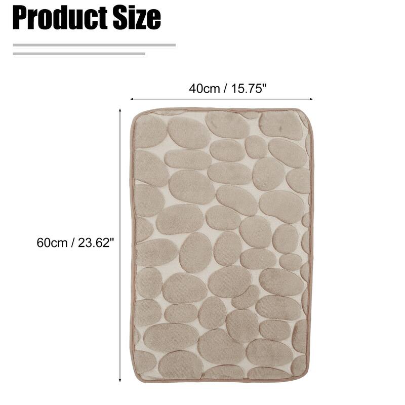 Non-Slip Bathroom Rugs, Polyester Bath Mat, Machine Washable Beige Cobblestone Pattern 23.62"x15.75"
