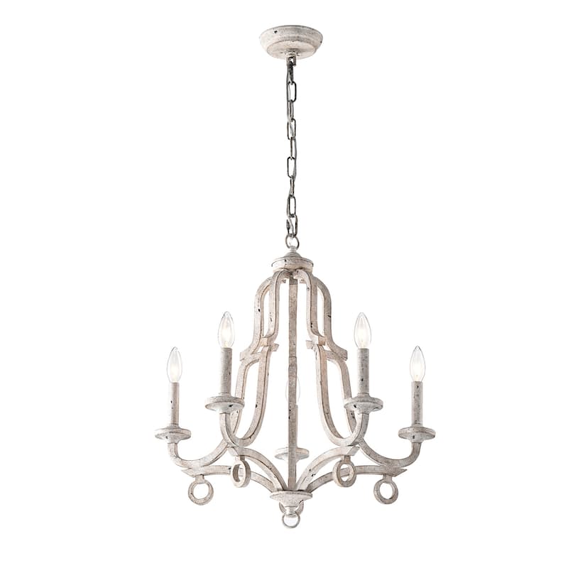 Antique White 5-Light Farmhouse Distressed Chandelier