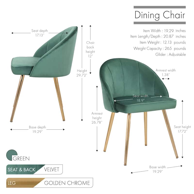 Porthos Home Daija Velvet Dining Chairs with Gold Legs