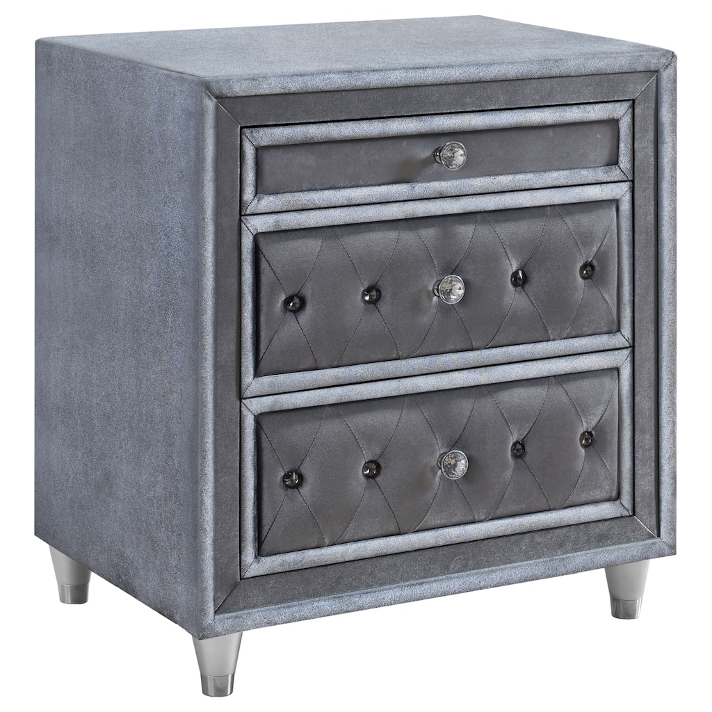 Antonella Upholstered 3-drawer Nightstand