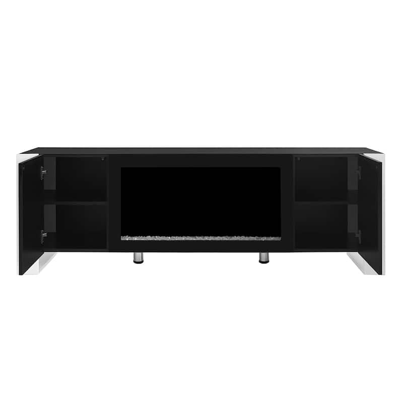 Modern TV Stand with 34.2" Non-heating Electric Fireplace and Cabinets