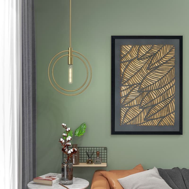 Nyla Single Light Brass Circular Pendant - 14 x 12 x 15