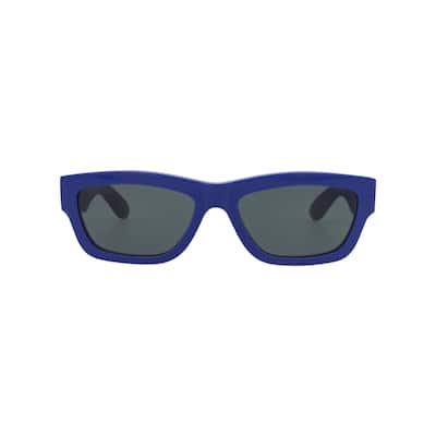 Alexander McQueen Square-Frame Recycled Acetate Sunglasses, Solid Navy Blue Lens, Shiny Solid Electric Blue Frame