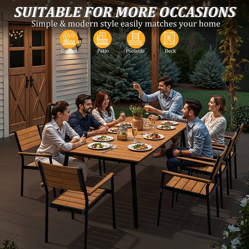 Pellebant Outdoor Rectangle Aluminum Dining Table with Umbrella Hole