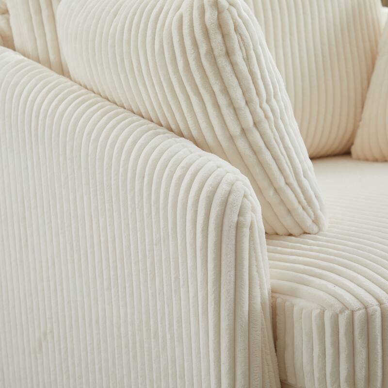 360° Swivel Accent Armchair for Living Room, 40.55" Upholstered Sofa Chair Round Corduroy Club Chair with 2 Pillow