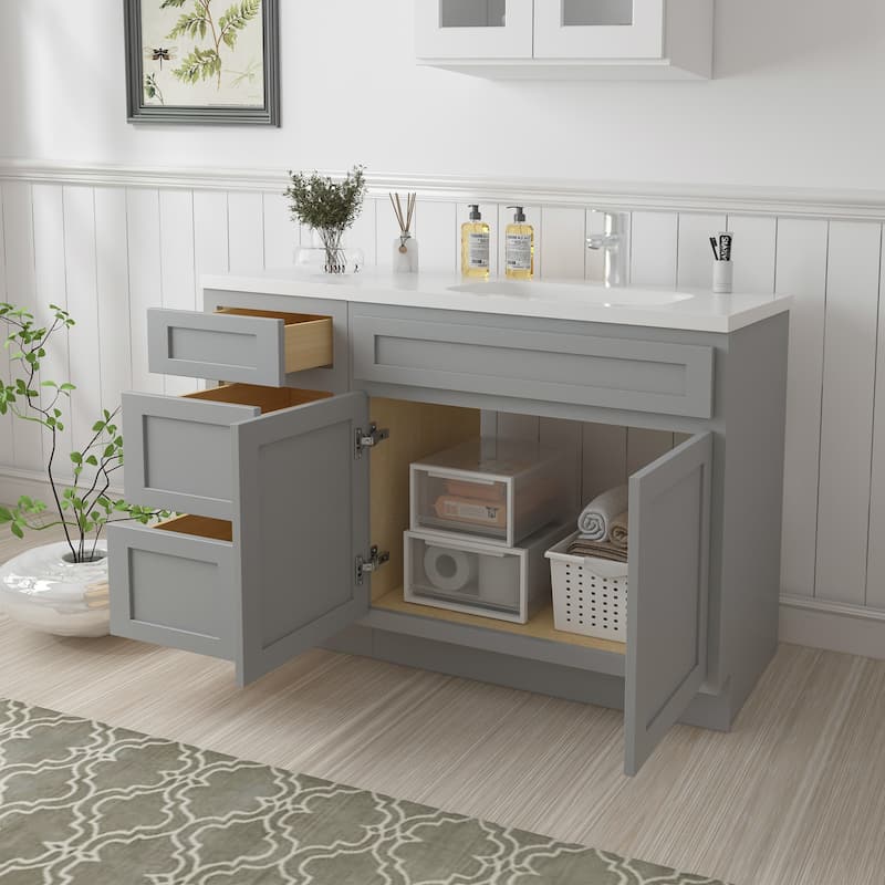 Vanity Art 54" Oak Freestanding Bathroom Vanity Cabinet without Top