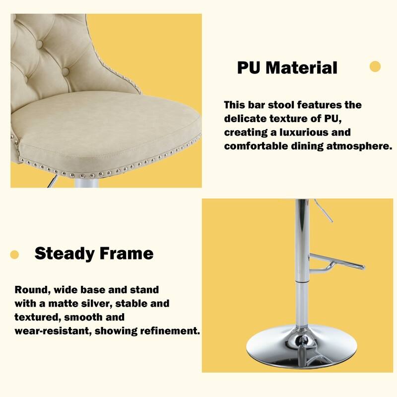 Swivel Foam Barstools Adjusatble Seat Set of 4