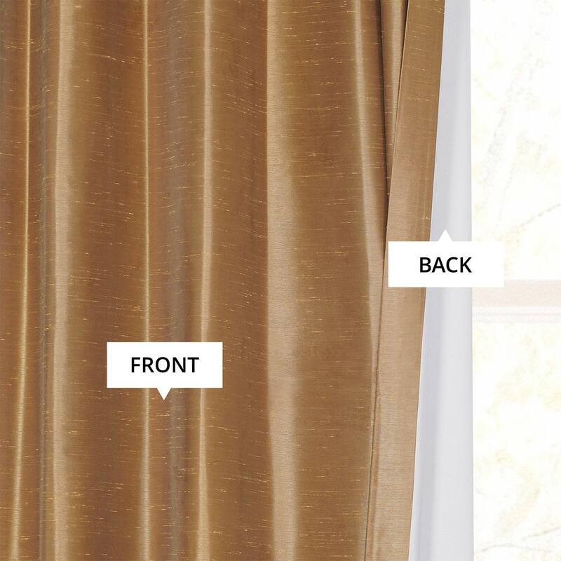 Exclusive Fabrics Solid Vintage Textured Faux Dupioni Silk Pleated Blackout Curtain (1 Panel)