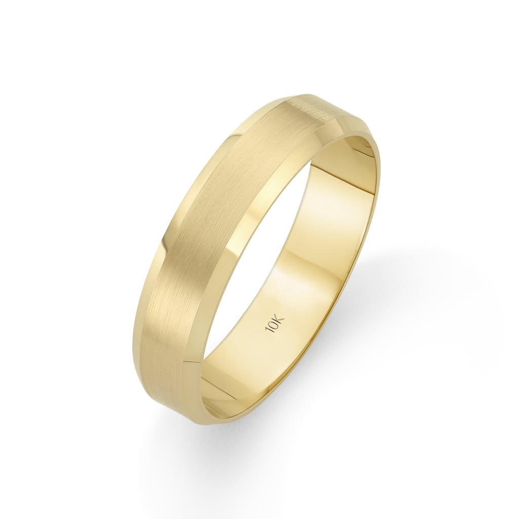 Clover Yellow Gold Beveled Edge Wedding Band
