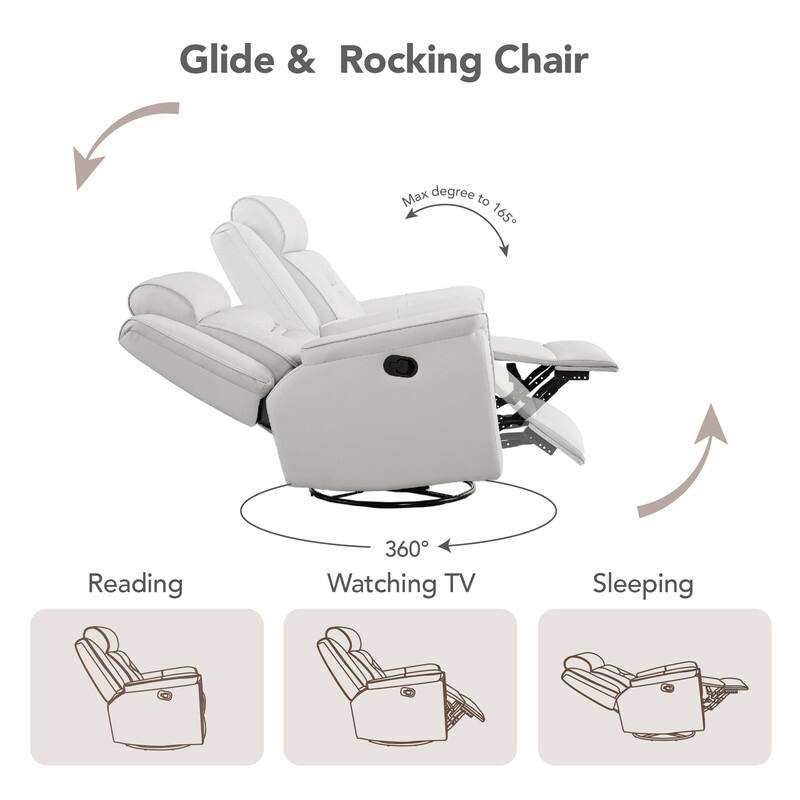 Spruce & Spring Alexis Swivel Manual Recliner Faux Leather Glider Recliner