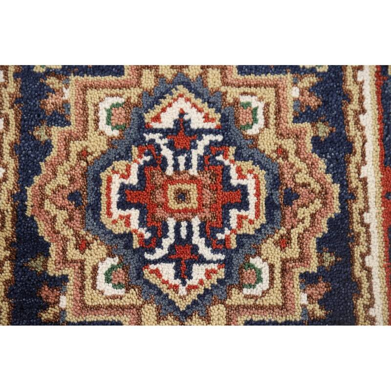 Navy Blue Heriz Serapi Indian Accent Rug Handmade Wool Carpet - 2'0" x 3'0"